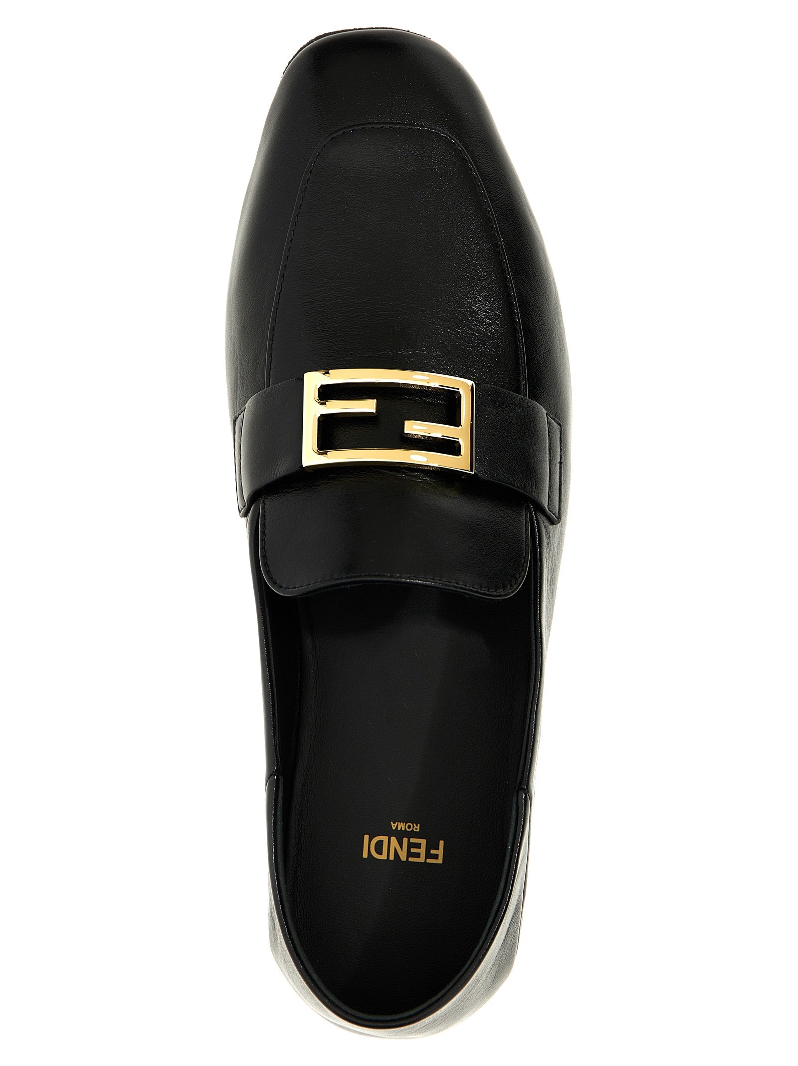 Fendi Black Lamb Leather Slip-On Loafers Fendi
