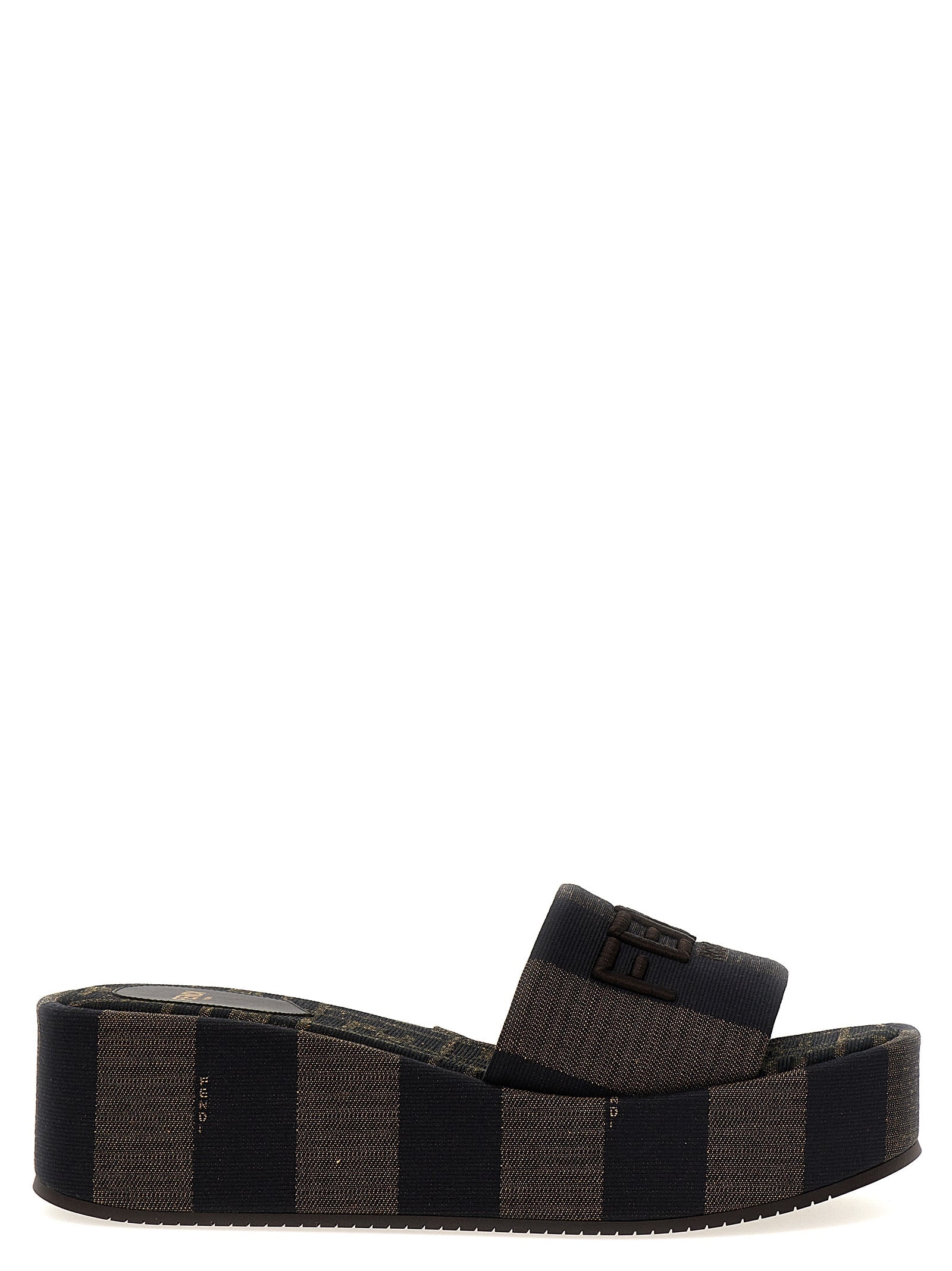 Fendi Brown Cotton Slides Fendi