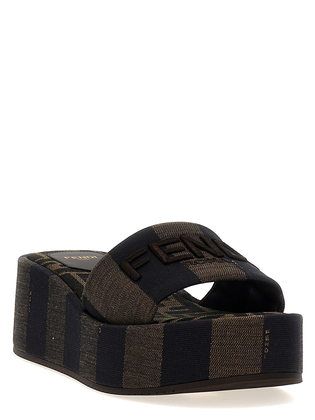 Fendi Brown Cotton Slides Fendi