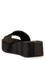 Fendi Brown Cotton Slides Fendi