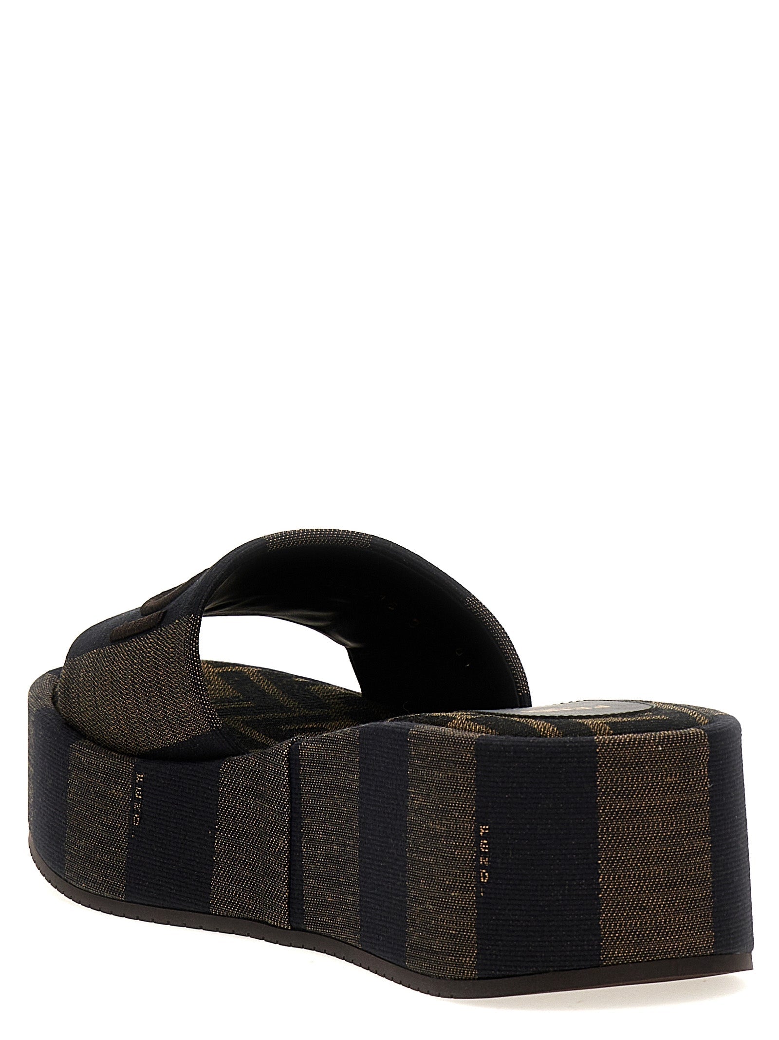 Fendi Brown Cotton Slides Fendi