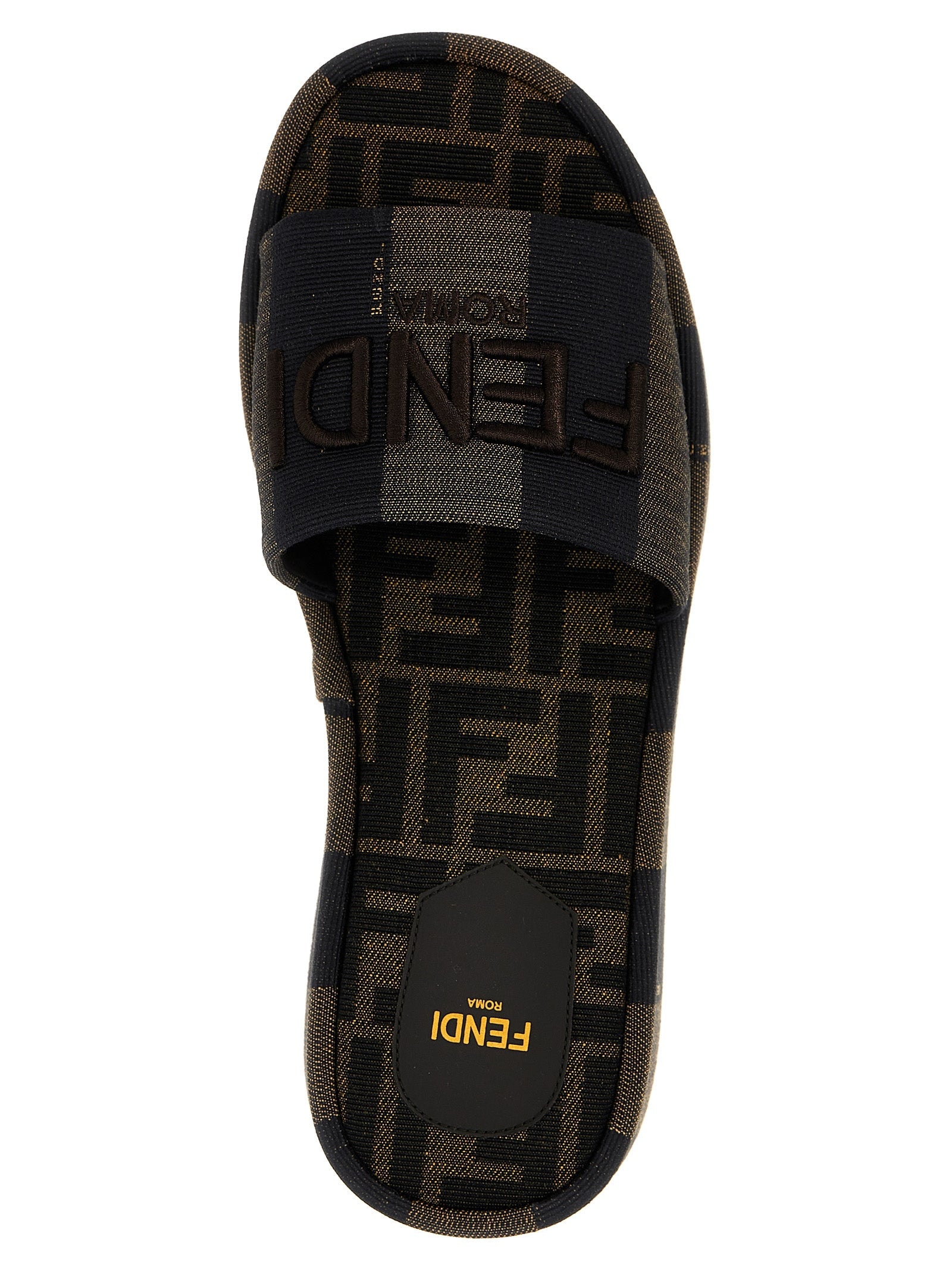 Fendi Brown Cotton Slides Fendi