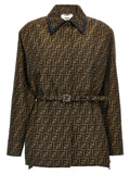 Fendi Brown Polyester Leather Jacket Fendi