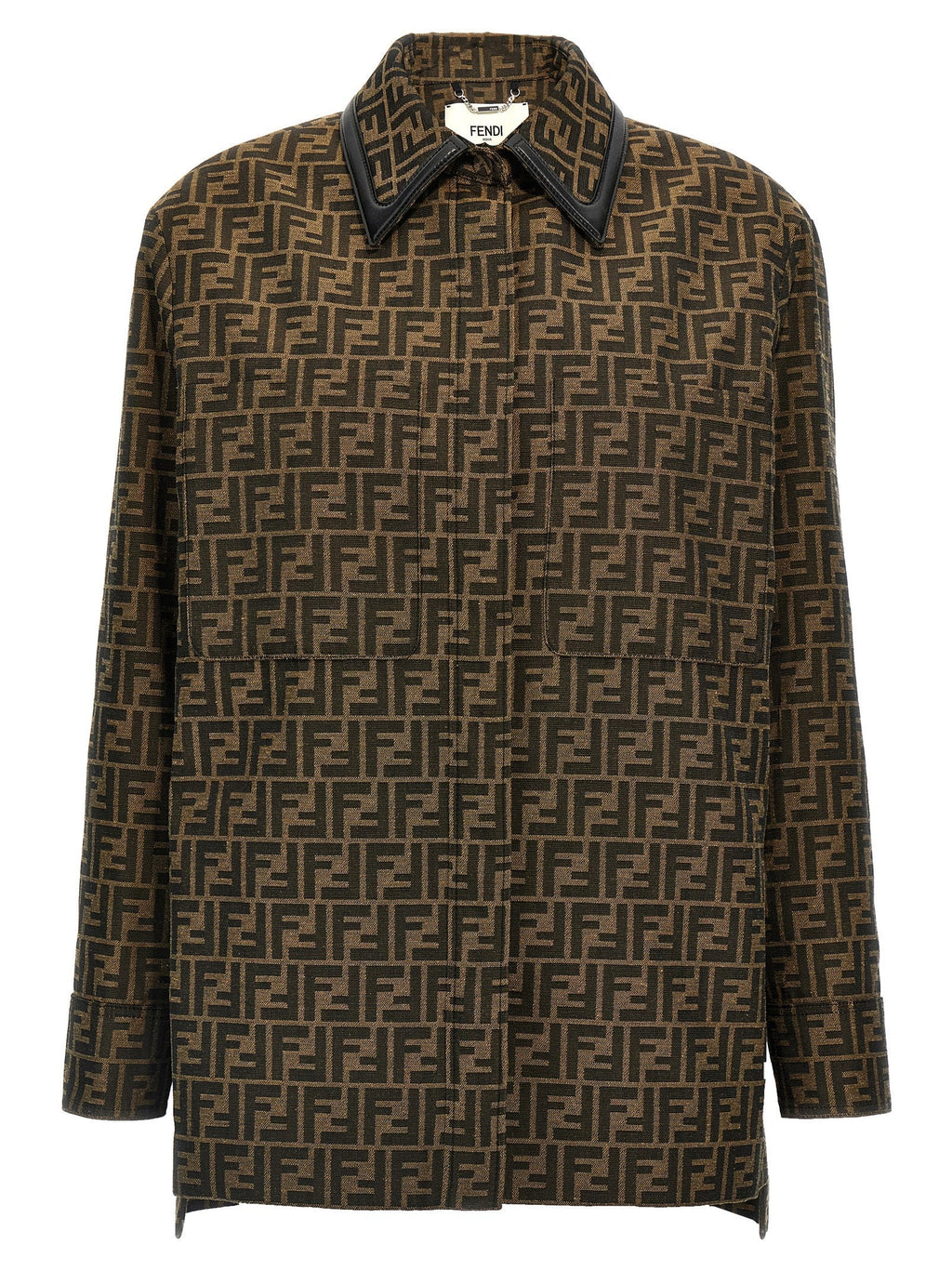 Fendi Brown Polyester Leather Jacket Fendi