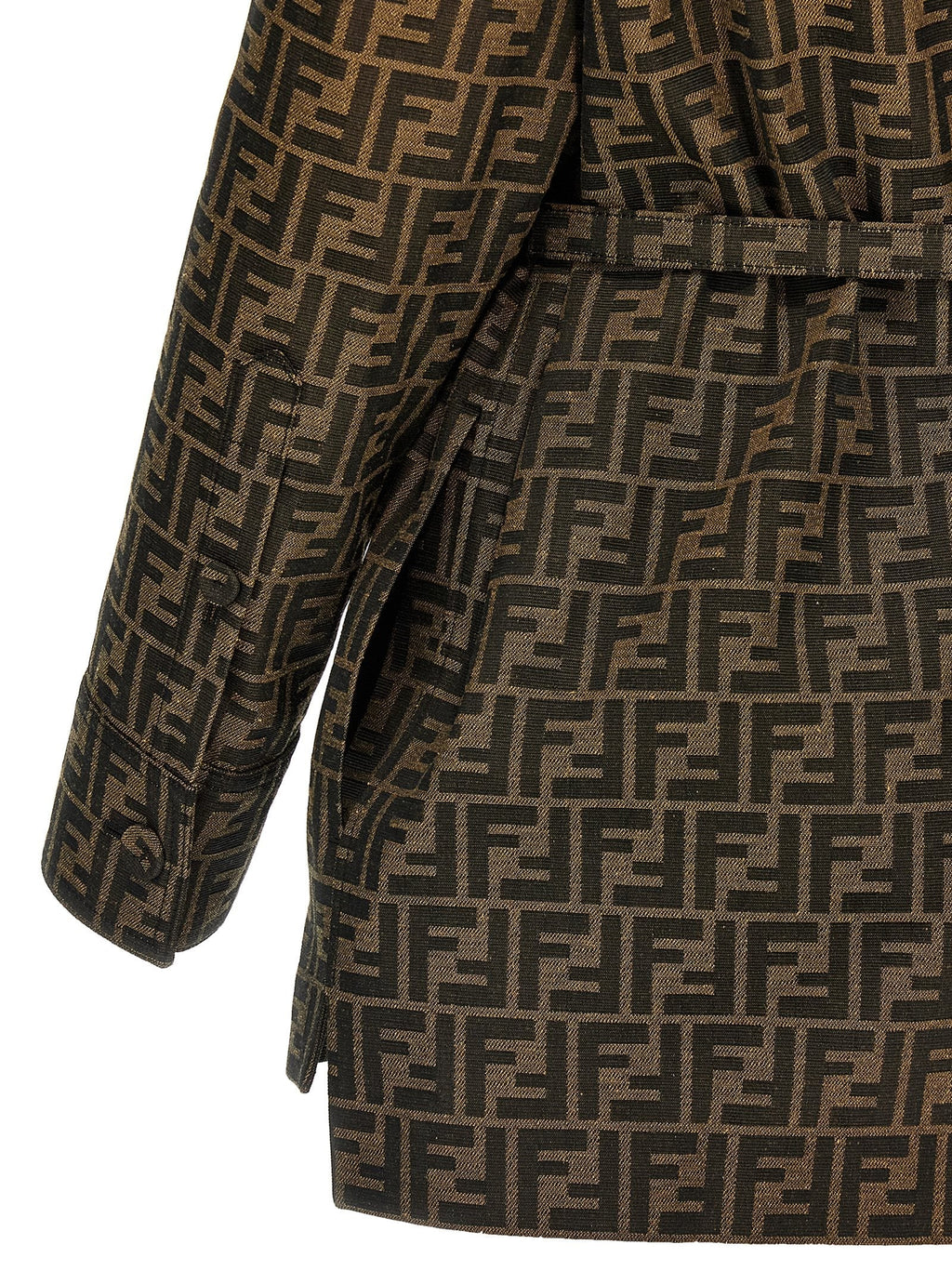 Fendi Brown Polyester Leather Jacket Fendi