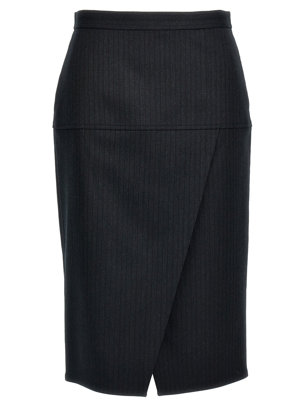 Fendi Gray Virgin Wool Midi Skirt Fendi
