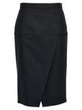 Fendi Gray Virgin Wool Midi Skirt Fendi