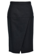 Fendi Gray Virgin Wool Midi Skirt Fendi