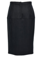 Fendi Gray Virgin Wool Midi Skirt Fendi