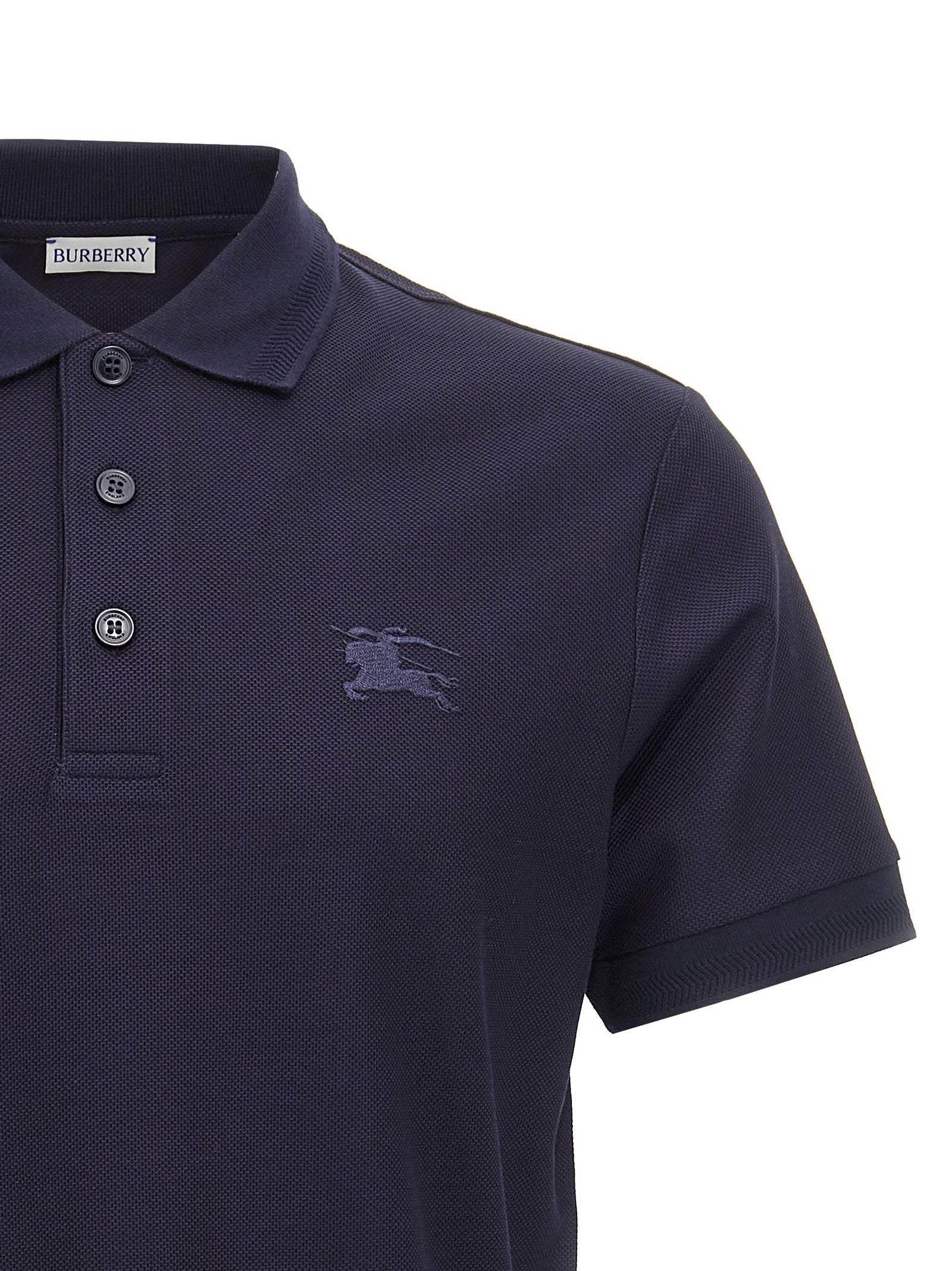 Burberry Blue Cotton Polo Shirt Burberry
