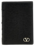 Valentino Garavani Black Ostrich Skin Cardholder Valentino Garavani