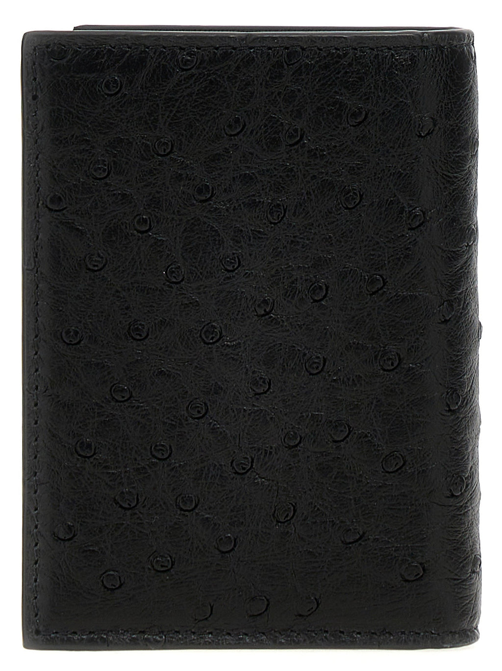 Valentino Garavani Black Ostrich Skin Cardholder Valentino Garavani