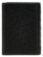 Valentino Garavani Black Ostrich Skin Cardholder Valentino Garavani