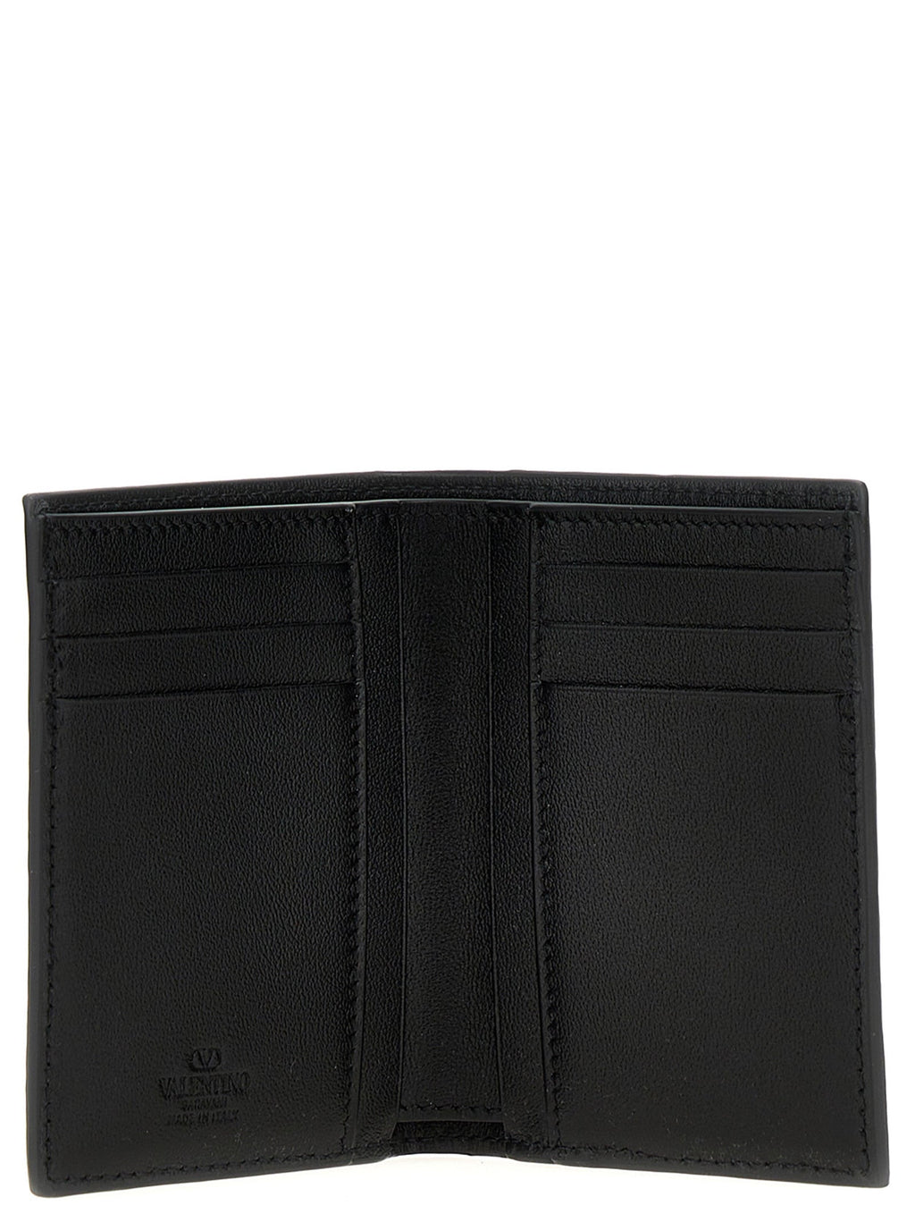 Valentino Garavani Black Ostrich Skin Cardholder Valentino Garavani
