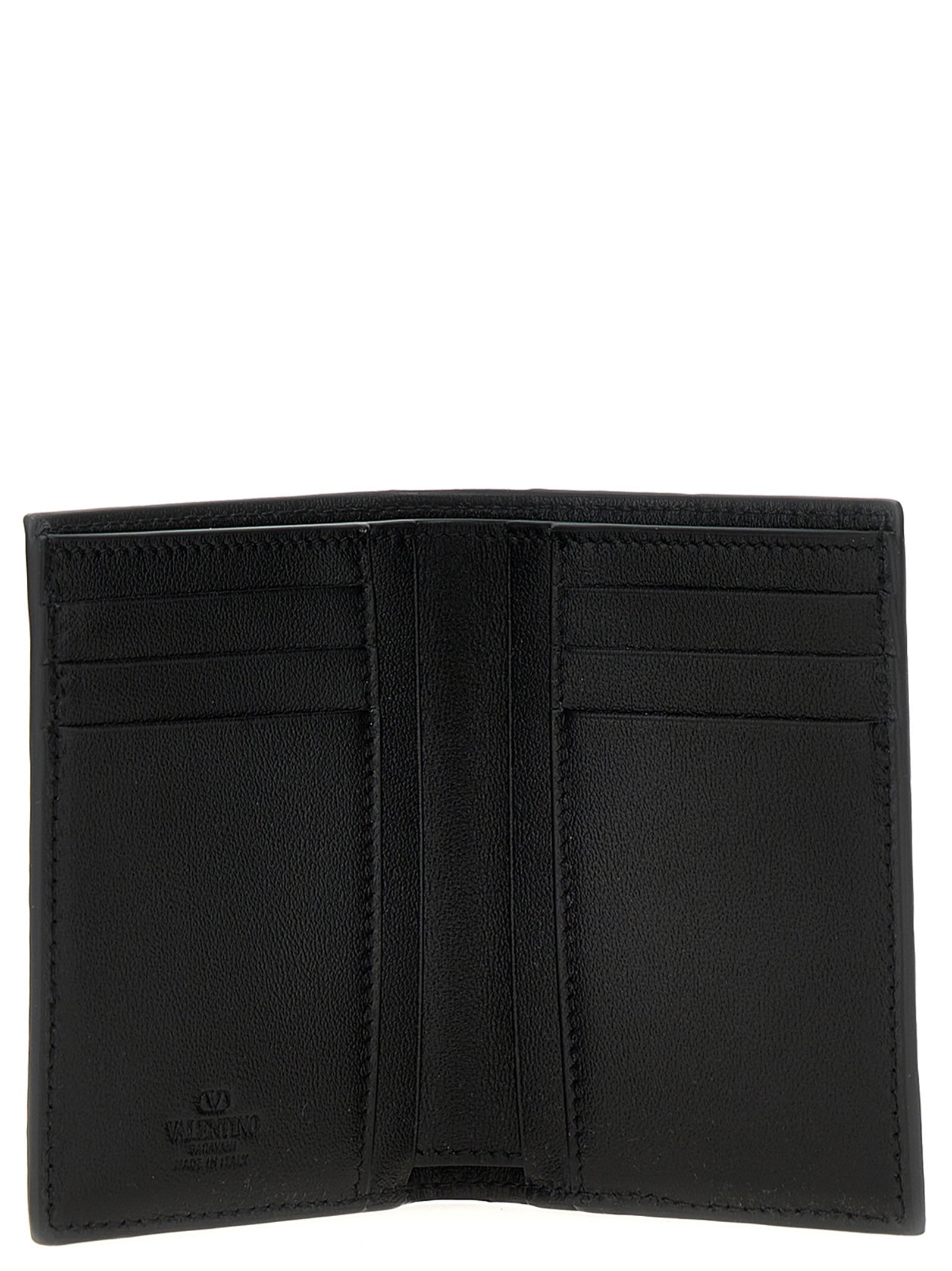 Valentino Garavani Black Ostrich Skin Cardholder Valentino Garavani