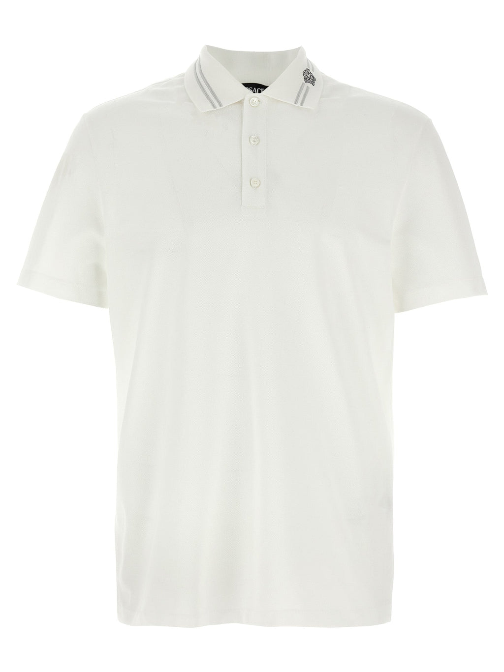 Versace White Cotton Polo Shirt Versace