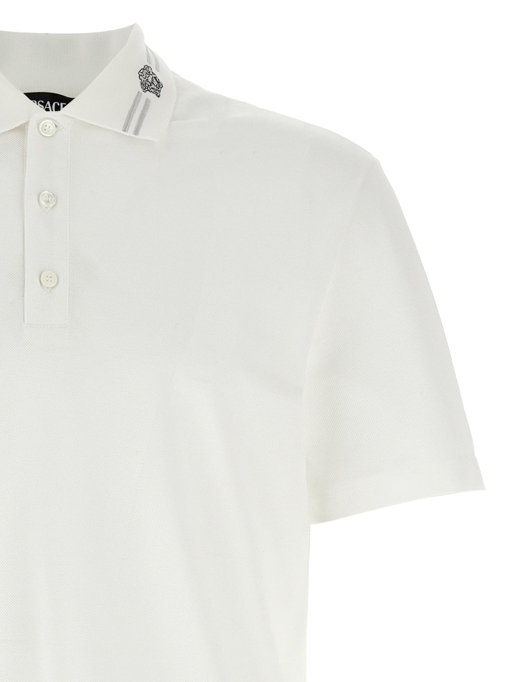 Versace White Cotton Polo Shirt Versace