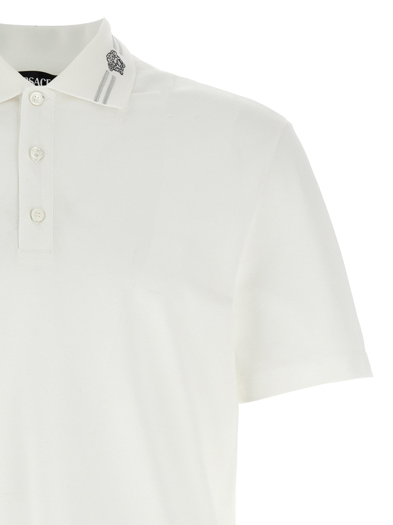 Versace White Cotton Polo Shirt Versace