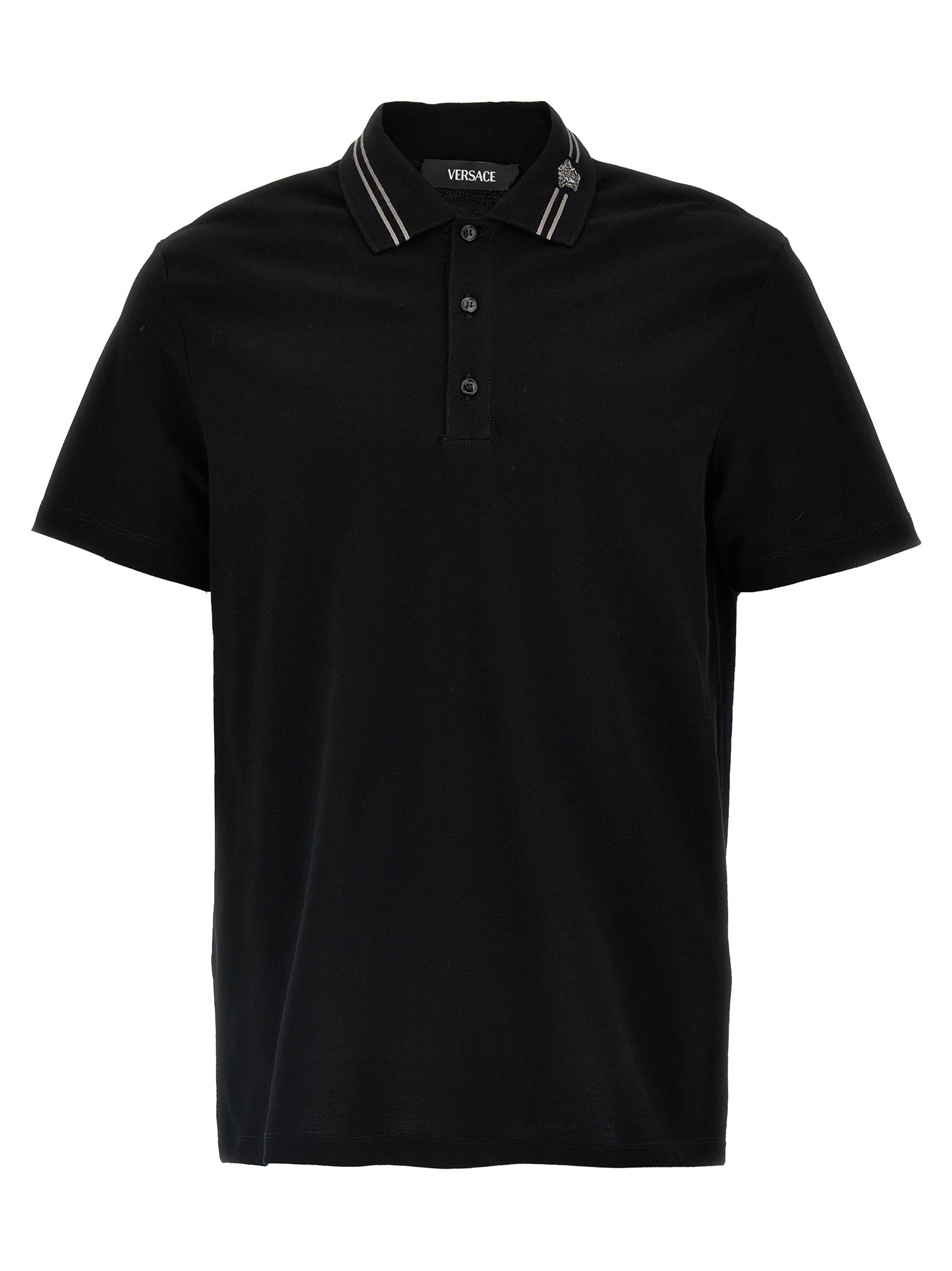 Versace Black Cotton Polo Shirt Versace