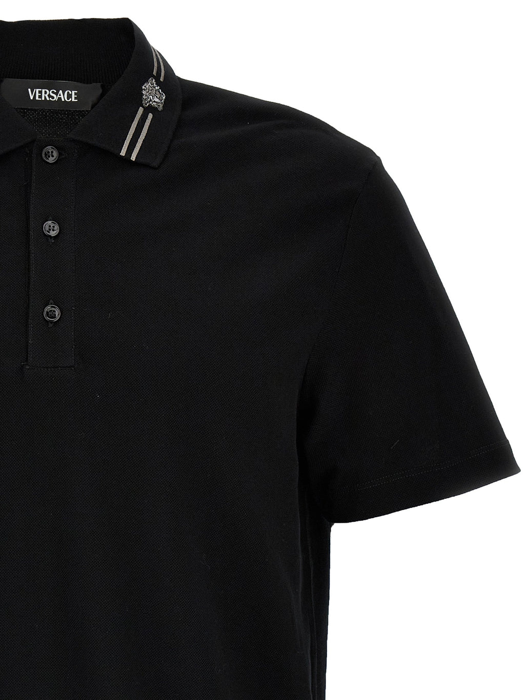 Versace Black Cotton Polo Shirt Versace