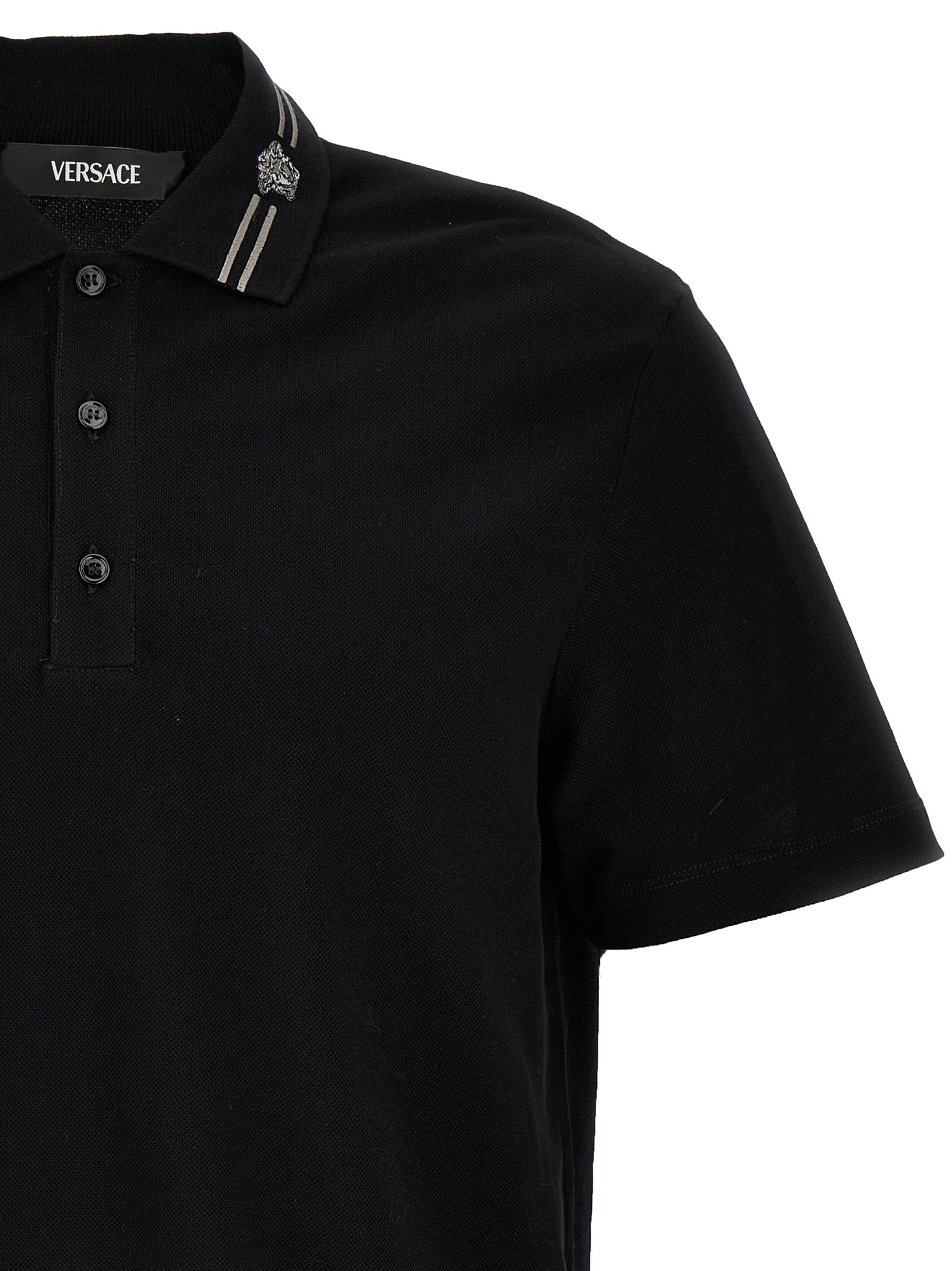 Versace Black Cotton Polo Shirt Versace