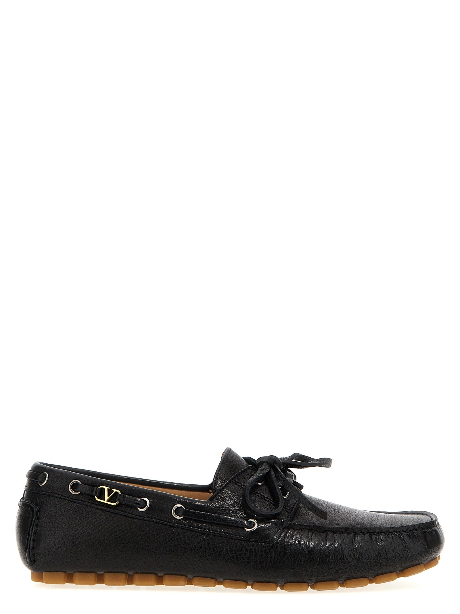 Valentino Garavani Black Buffalo Leather Slip-On Loafers Valentino Garavani