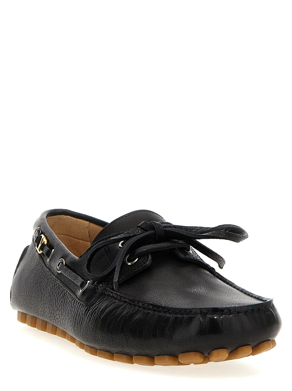 Valentino Garavani Black Buffalo Leather Slip-On Loafers Valentino Garavani
