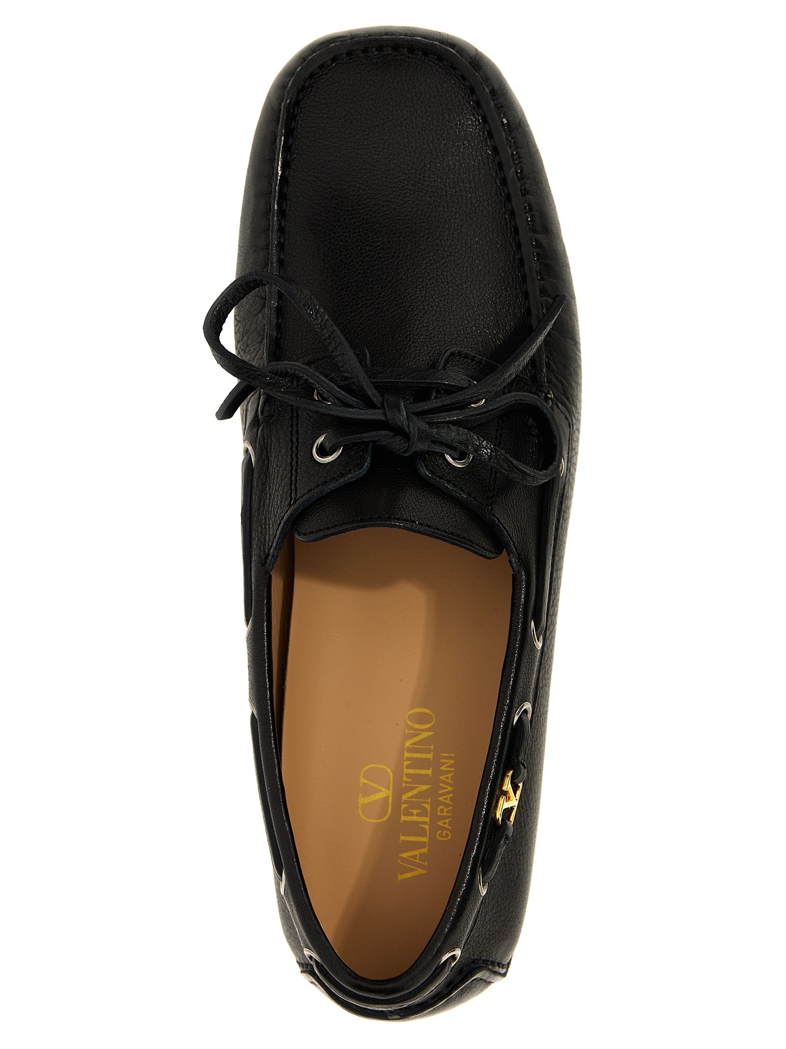 Valentino Garavani Black Buffalo Leather Slip-On Loafers Valentino Garavani