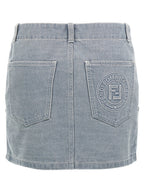 Fendi Gray Cotton Long Skirt Fendi