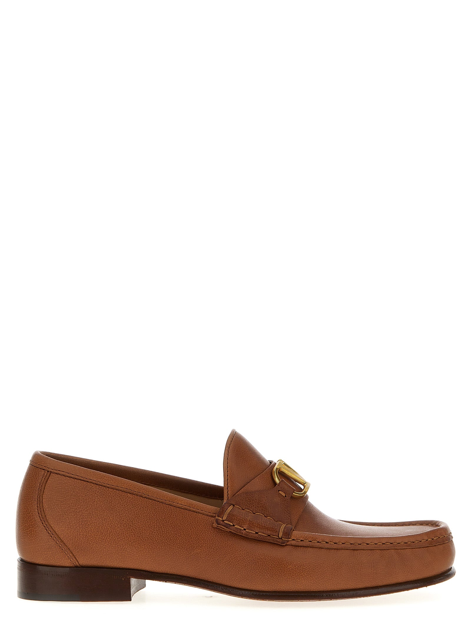 Valentino Garavani Brown Leather Slip-On Loafers Valentino Garavani