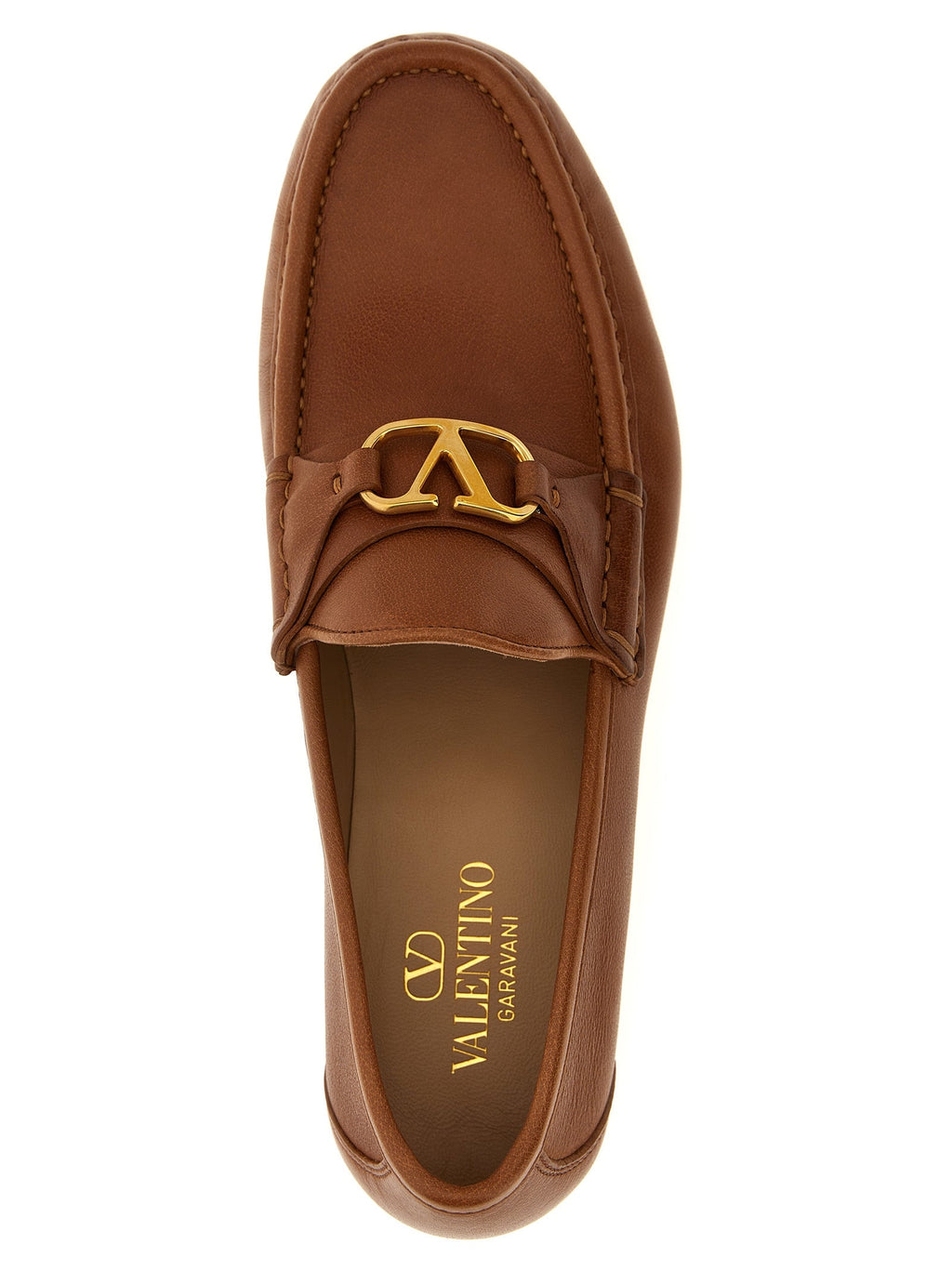 Valentino Garavani Brown Leather Slip-On Loafers Valentino Garavani