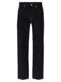 Fendi Blue Cotton Straight-Leg Jeans Fendi