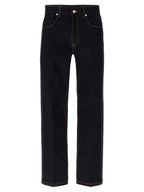Fendi Blue Cotton Straight-Leg Jeans Fendi