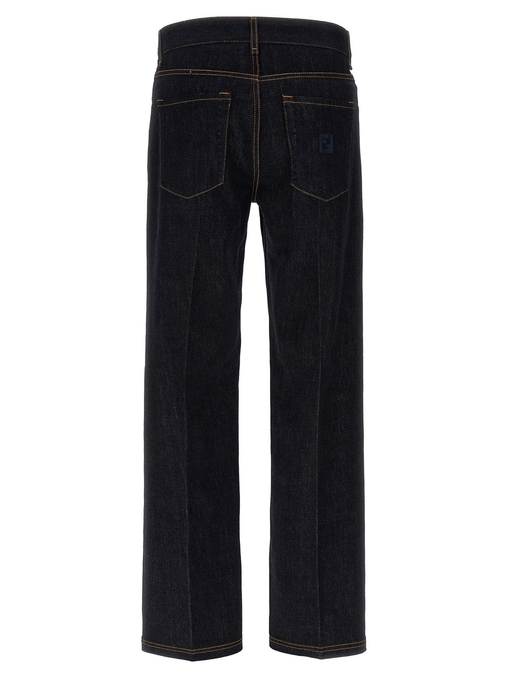 Fendi Blue Cotton Straight-Leg Jeans Fendi