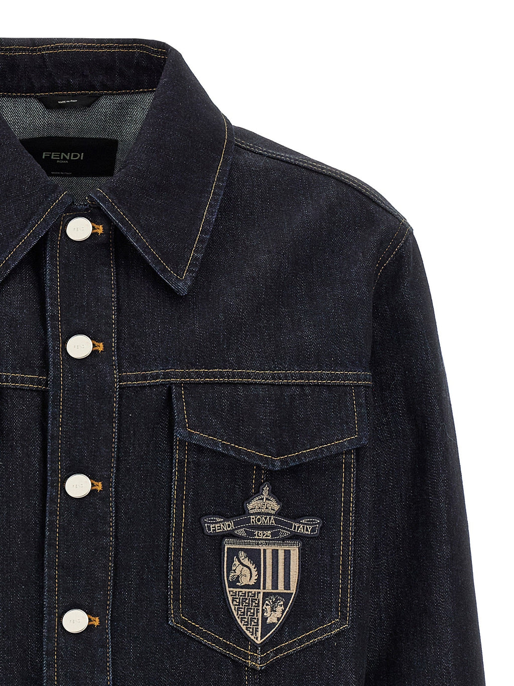 Fendi Blue Cotton Denim Jacket Fendi