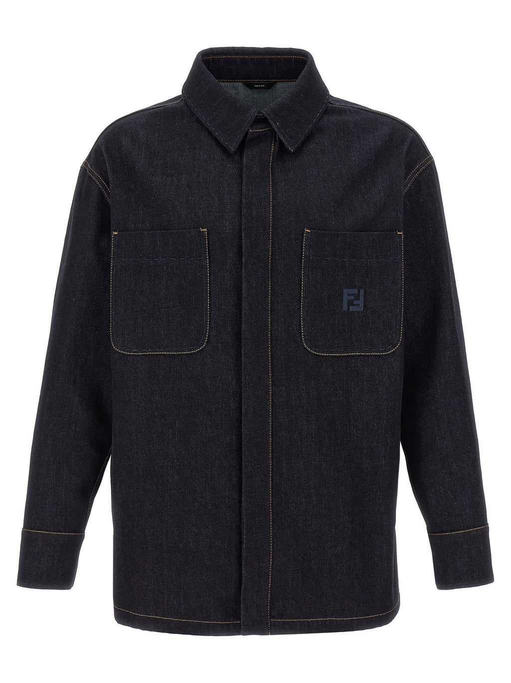 Fendi Blue Cotton Denim Jacket Fendi