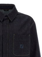 Fendi Blue Cotton Denim Jacket Fendi