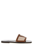 Valentino Garavani Brown Cotton Slides Valentino Garavani