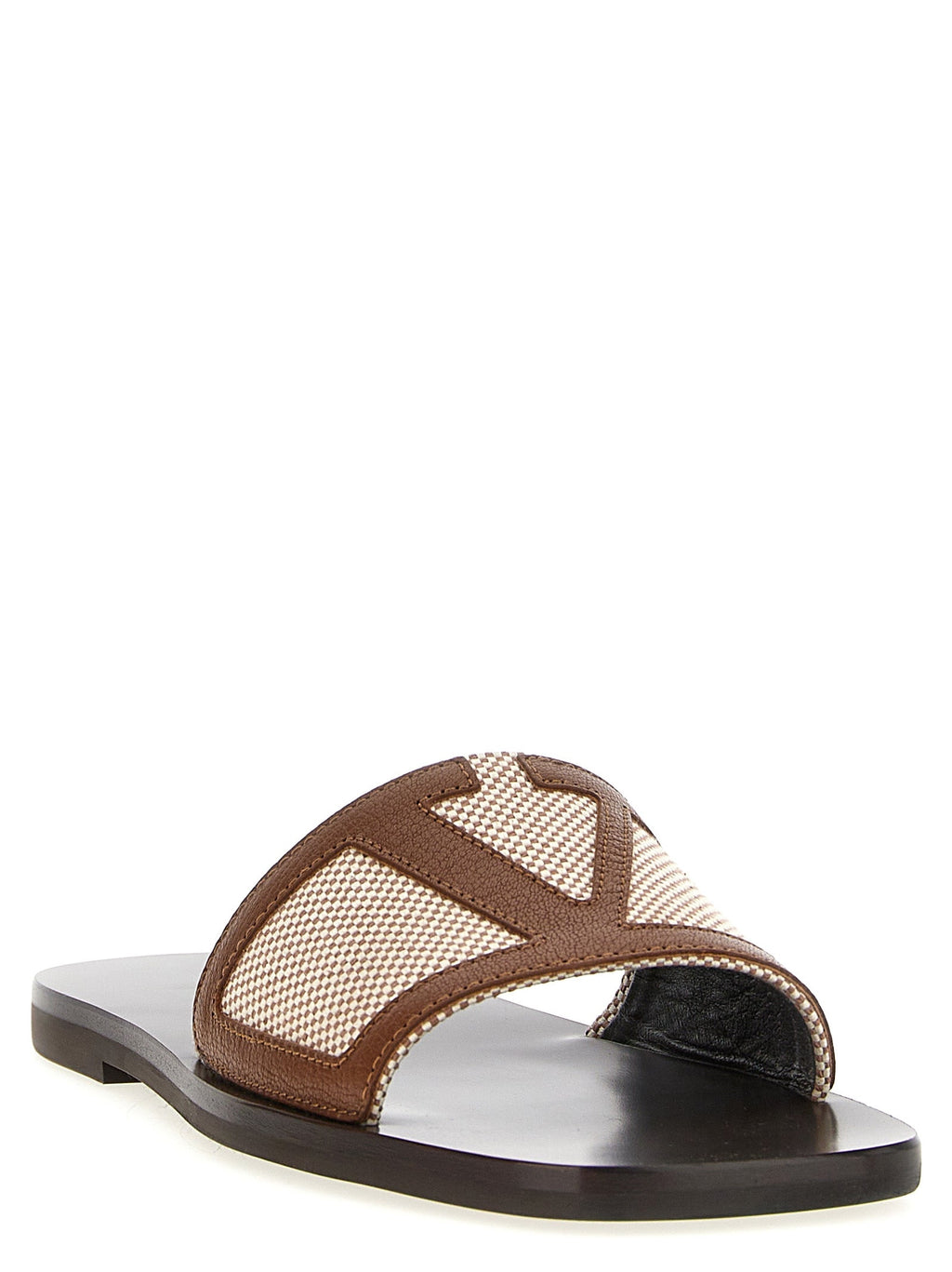 Valentino Garavani Brown Cotton Slides Valentino Garavani