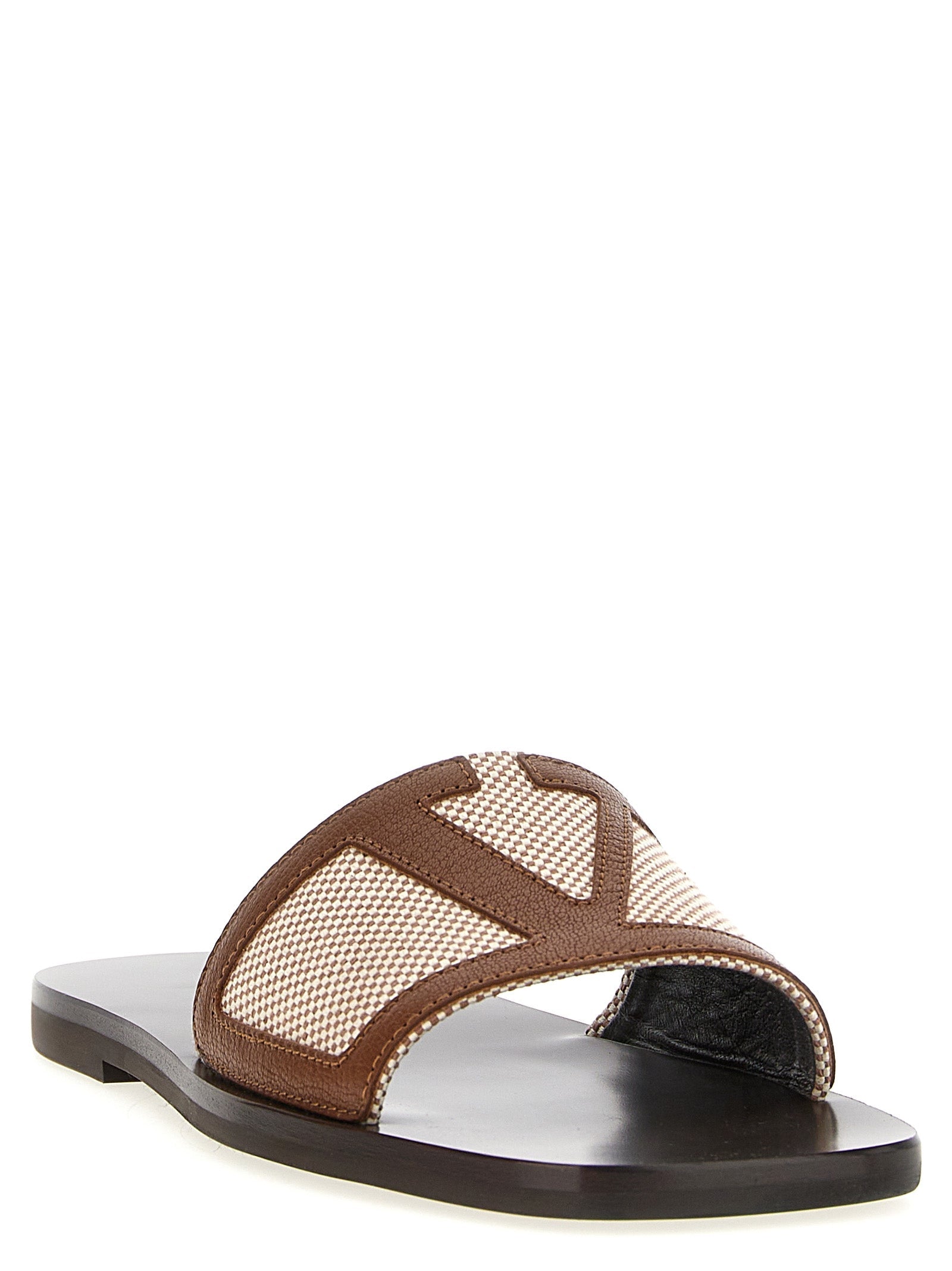Valentino Garavani Brown Cotton Slides Valentino Garavani