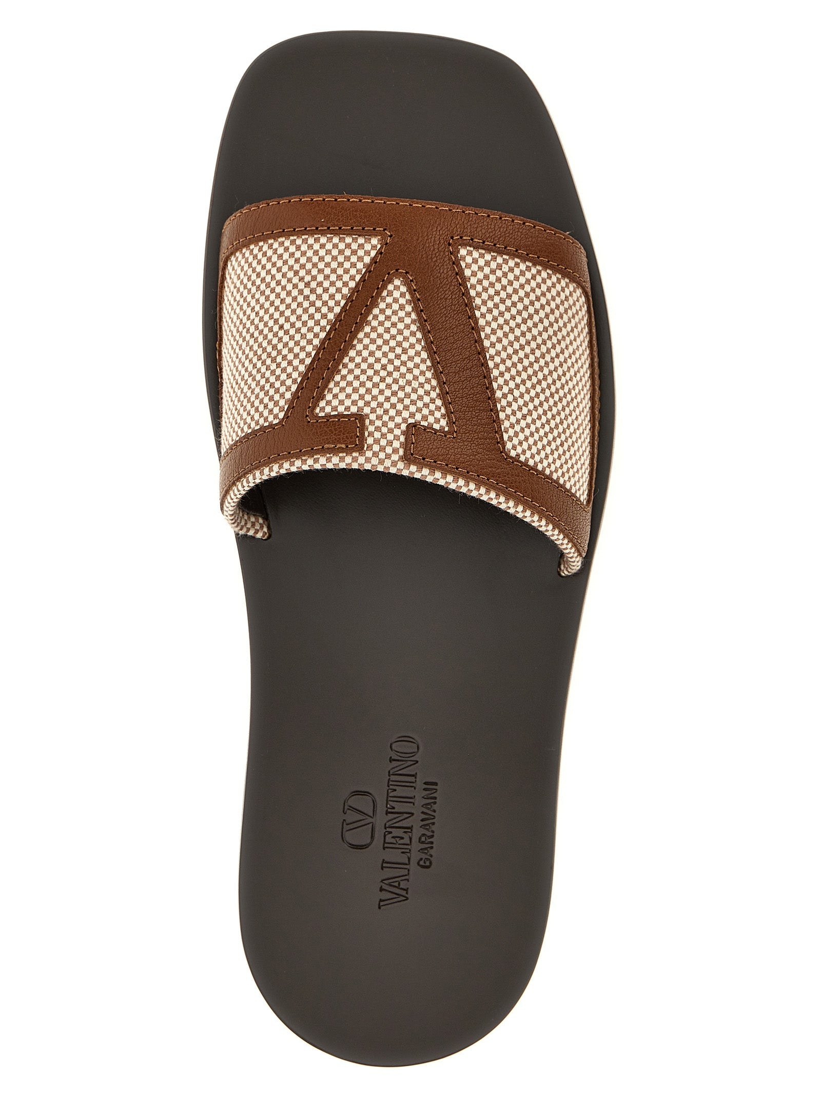 Valentino Garavani Brown Cotton Slides Valentino Garavani