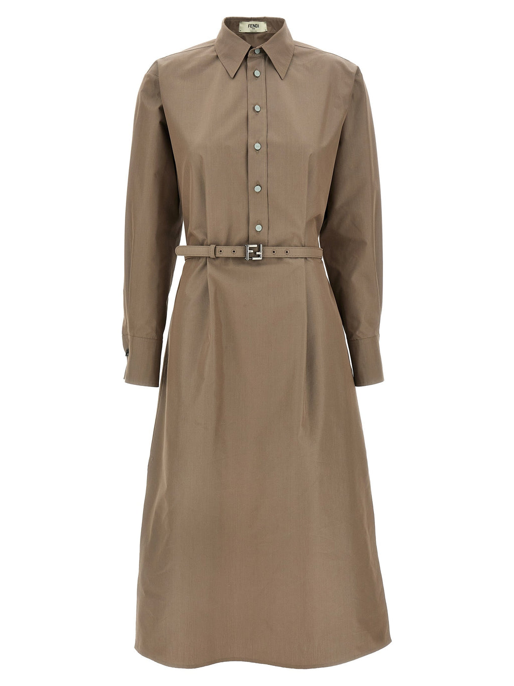 Fendi Gray Cotton Midi Dress Fendi