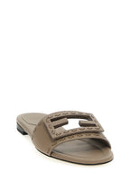 Fendi Gray Calfskin Slides Fendi