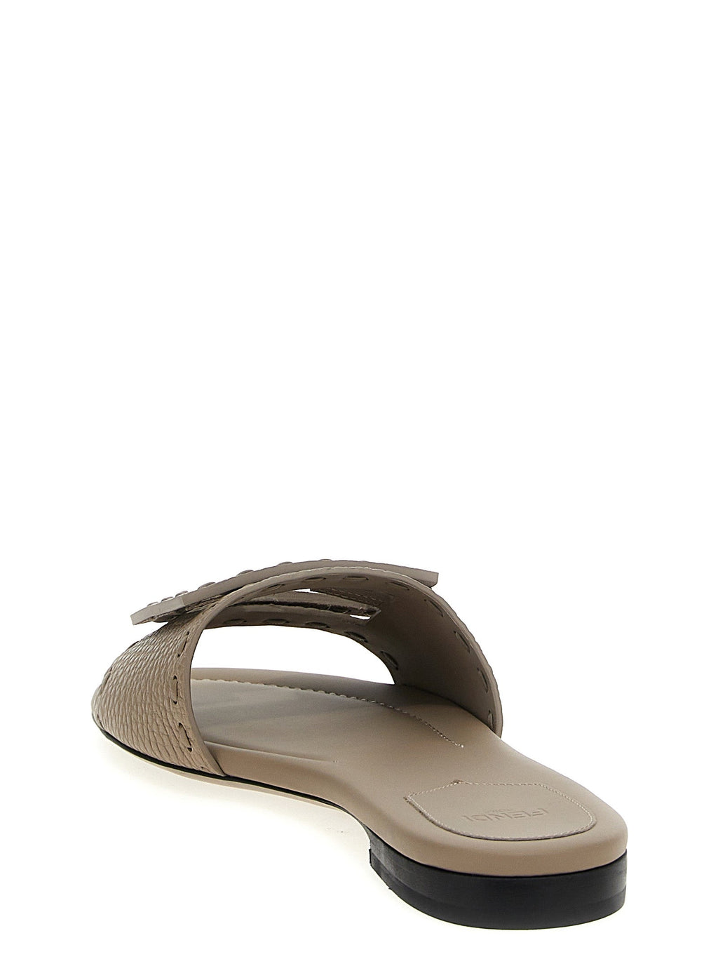 Fendi Gray Calfskin Slides Fendi