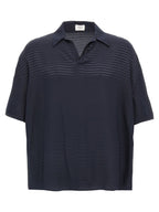 Saint Laurent Blue Silk Polo Shirt Saint Laurent
