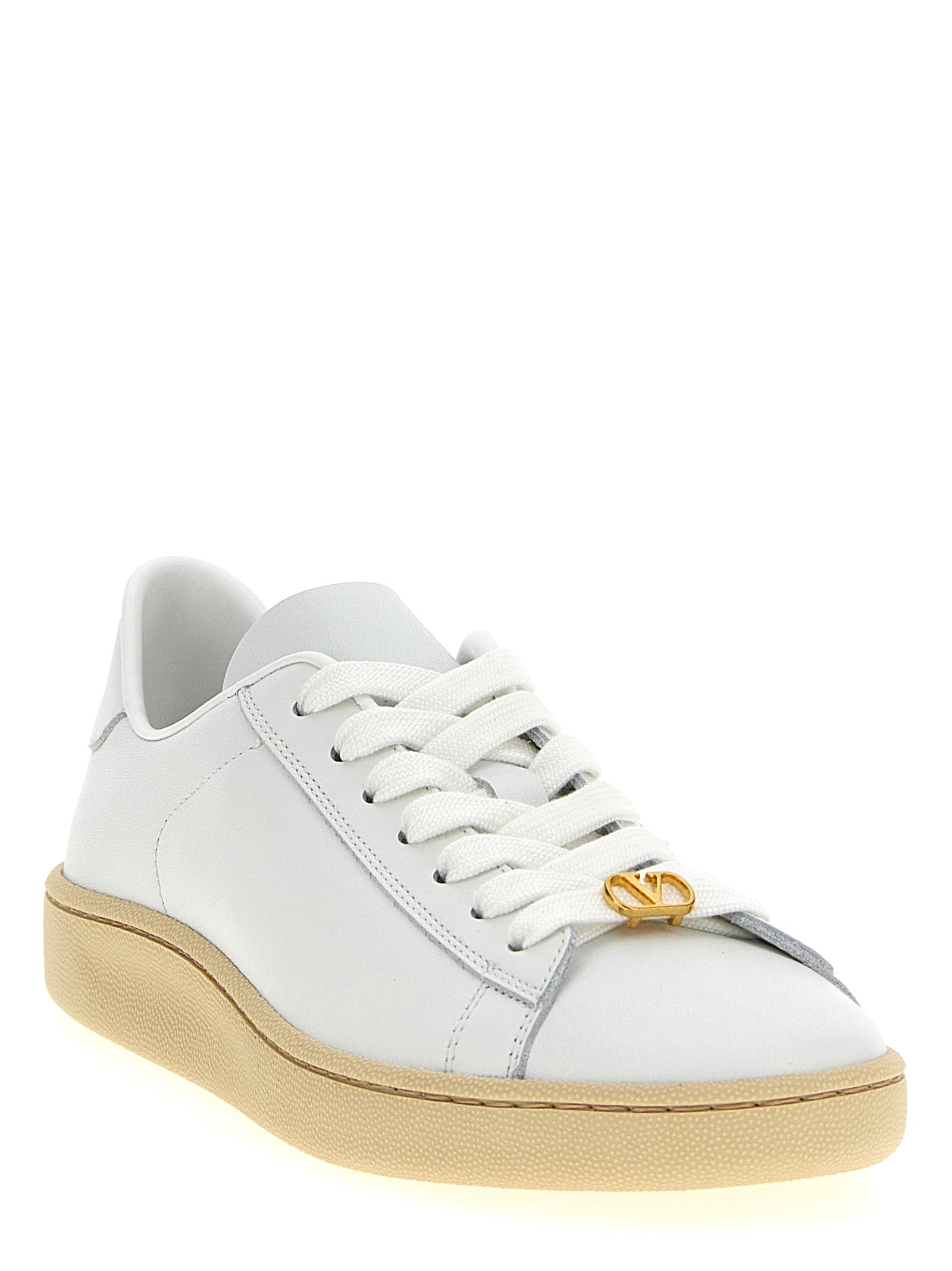 Valentino Garavani White Calfskin Low Top Sneakers Valentino Garavani
