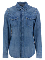 Polo Ralph Lauren Blue Cotton Blouse Polo Ralph Lauren