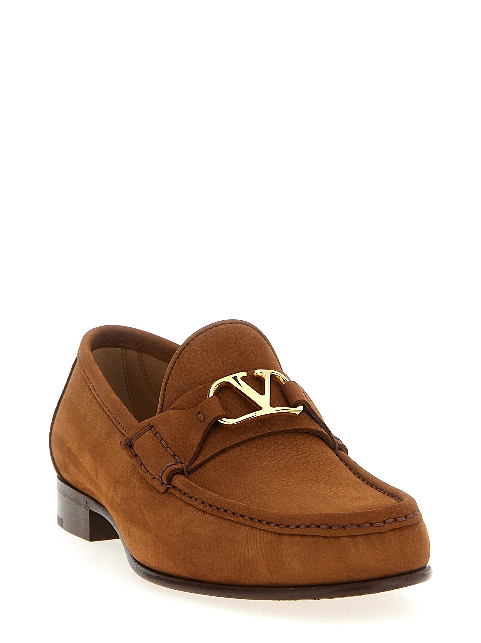 Valentino Garavani Brown Calfskin Slip-On Loafers Valentino Garavani