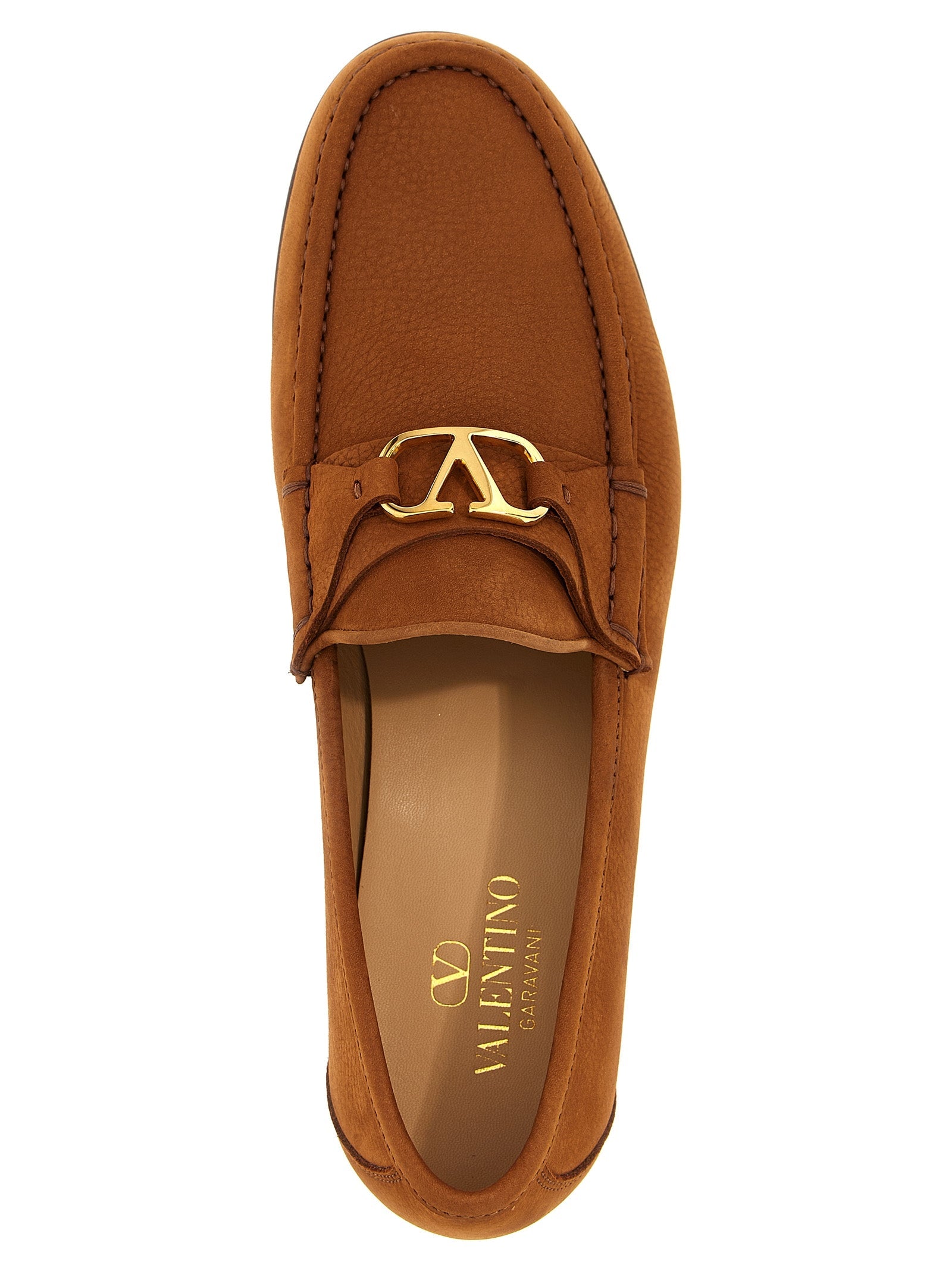 Valentino Garavani Brown Calfskin Slip-On Loafers Valentino Garavani