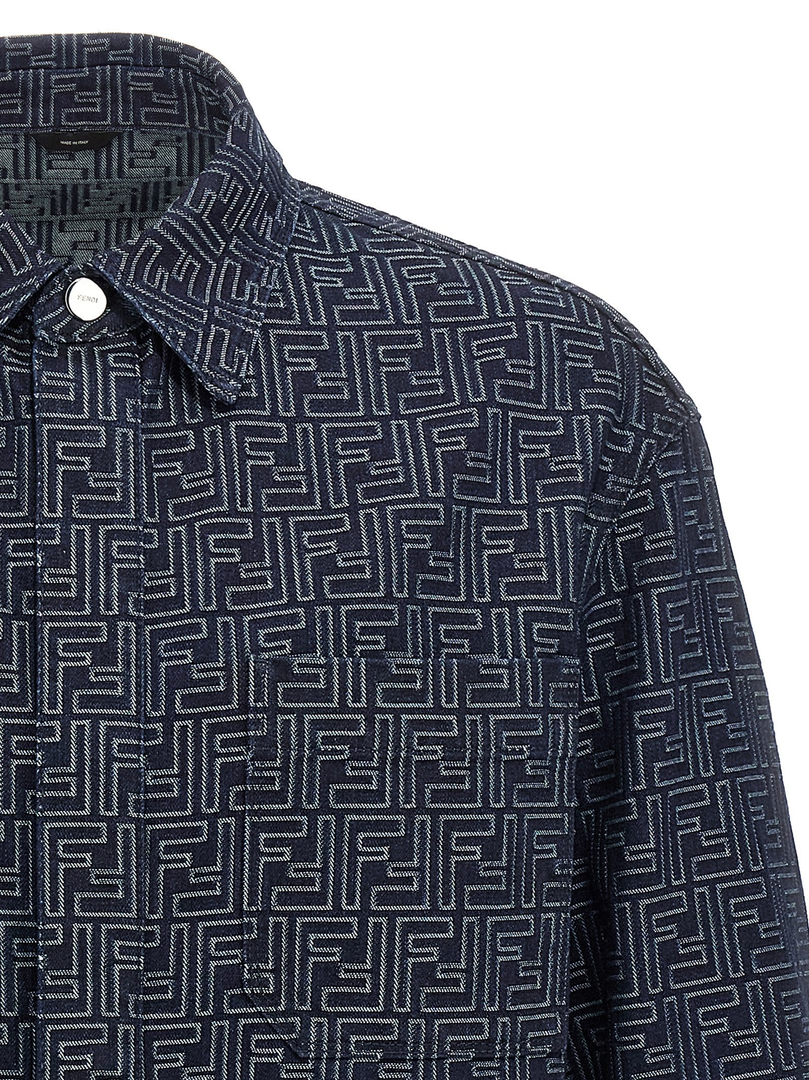 Fendi Blue Cotton Denim Jacket Fendi